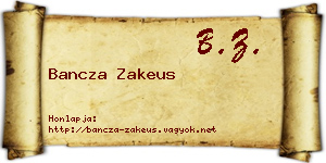 Bancza Zakeus névjegykártya
